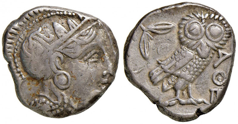ATTICA Atene - Tetradramma di imitazione orientale (355-320 sec. a.C.) Testa elm...