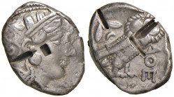 ATTICA Atene - Tetradramma di imitazione orientale (355-320 sec. a.C.) Testa elmata di Atena a d. - R/ Civetta di fronte - cfr. S. Monaco 99 AG (g 17,...