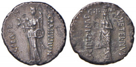 Caecilia - Q. Caecilius Metellus Pius Scipio - Denario (Utica, 47-46 a.C.) Genio dell’Africa stante di fronte - R/ La Vittoria stante a s. - B. 51; Cr...