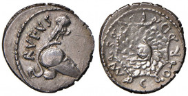 Cordia - Mn. Cordius Rufus - Denario (46 a.C.) Elmo a d. - R/ L’egida di Minerva con al centro testa di Medusa - B. 4; Cr. 463/2 AG (g 3,51)
SPL+