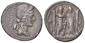 Egnatia - Cn. Egnatius Cn. f. Cn. n. Maxsumus - Denario (75 a.C.) Testa della Libertà a d. - R/ Roma e Venere stanti di fronte - B. 2; Cr. 391/3 AG (g...