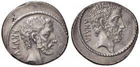 Junia - M. Iunius Brutus - Denario (54 a.C.) Testa di L. Iunius Brutus - R/ Testa di C. Servilius Ahala - Cr. 433/2; B. 30 AG (g 4,16) Ex asta H. D. R...