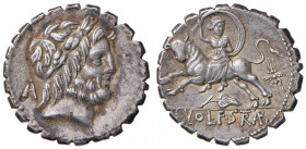 Volteia - L. Volteius L. f. Strabo (81 a.C.) Denario - Testa laureata di Giove a d. - R/ Europa su toro a s. - B. 6; Cr. 377/1 AG (g 3,88) RR Ex Stern...
