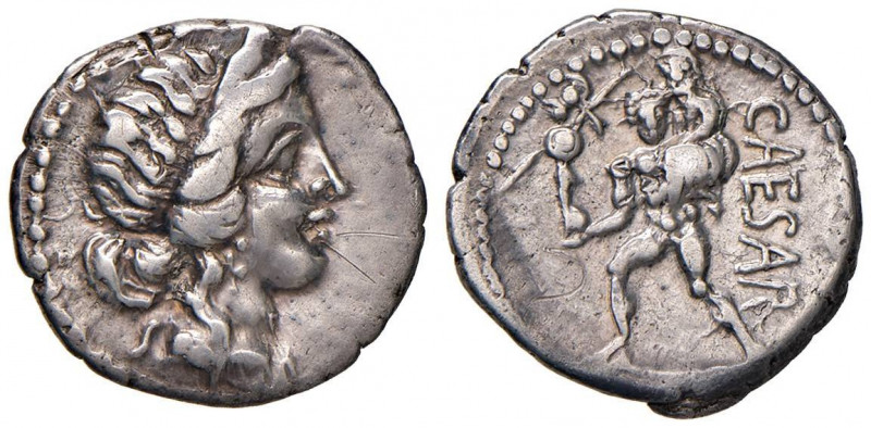 Cesare (+ 44 a.C.) Denario (zecca africana, 47-46 a.C.) Testa di Venere a d. - R...