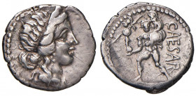 Cesare (+ 44 a.C.) Denario (zecca africana, 47-46 a.C.) Testa di Venere a d. - R/ Enea con Anchise sulle spalle - B. 10; Cr. 458/1 AG (g 3,82) Due gra...
