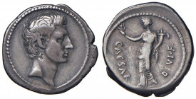 Ottaviano - Denario (42 a.C.) Testa di Ottaviano a d. - R/ Fortuna stante - v. B. 86; Cr. 494/33 AG (g 3,71) Ex Spink & Son, Numismatic Circular, 10/2...