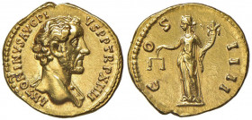 Antonino Pio (138-161) Aureo - Testa a d. - R/ COS IIII, la Giustizia stante a sinistra - RIC 192 var. AU (g 7,30) Splendido esemplare dal bellissimo ...