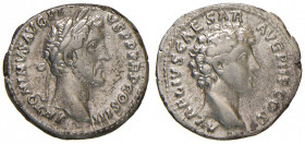 Antonino Pio (138-161) Denario - Testa laureata a d. - R/ Testa di Marco Aurelio a d. - RIC 417 AG (g 2,85)
BB+