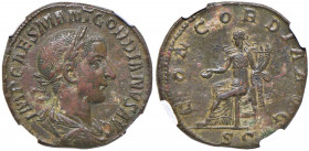 Gordiano III (238-244) Sesterzio - Busto laureato a d. - R/ La Concordia seduta a s. - RIC 278 AE In slab NGC Ch XF 5745254-001
SPL