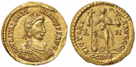 Valentiniano III (425-4455) Solido (Mediolanum) - Busto diademato a d. - R/ L’imperatore stante di fronte calpesta un serpente - RIC 2006 AU (g 4,45)...