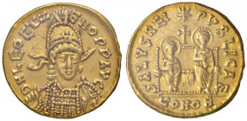 Leone II e Zenone (474) Solido (Costantinopoli) Busto di fronte di Leone II - R/ Leone II e Zenone seduti su un trono - RIC X/297/803 AU RR In bustina...