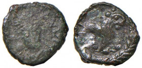 Giustiniano I (527-565) Roma - Nummo - Busto di fronte - R/ Leone andante a d. - Sear 311 AE (g 0,80) RRR
MB/BB