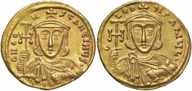 Leone V (717-741) Solido - Busto diademato di fronte - R/ Busto diademato di fronte di Costantino V - Sear 1504 AU (g 4,49)
qFDC