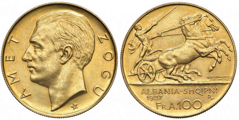 ALBANIA Amet Zogu (1925-1939) 100 Franga 1927 una stella sotto il busto - Fr. 1 ...