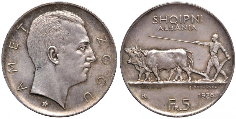 ALBANIA Amet Zogu (1925-1939) 5 Franga 1926 R Una stella sotto il busto - KM 8.2...