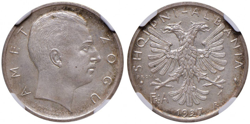 ALBANIA Amet Zogu (1925-1939) Franga 1927 Prova Bordo liscio - P.P. 812 AG (g 5,...