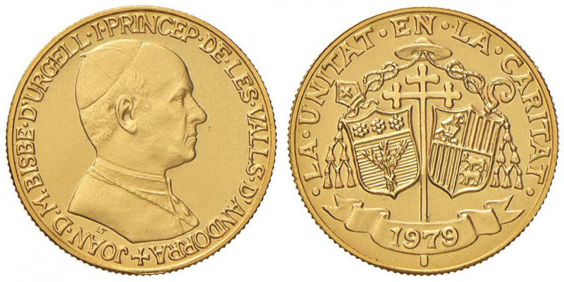 ANDORRA Sterlina 1979 prova in metallo dorato MD (g 4,18) Con bustina originale ...