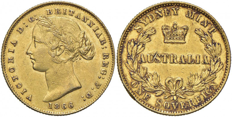 AUSTRALIA Vittoria (1837-1901) Sterlina 1866 - Fr. 10 AU (g 7,99) Colpetti al bo...