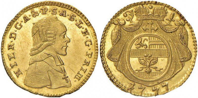AUSTRIA Hieronymus von Colloredo (1772-1803) Quarto di ducato 1777 - KM 443; Fr....