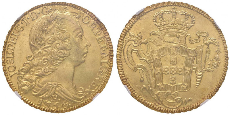 BRASILE José I (1750-1777) 6.400 Reis 1756 Rio - KM 172.2 AU Conservazione eccez...
