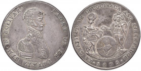 BOLIVIA Medaglia 1825 Gratitudine del popolo di Chuquisaca (Sucre) a Simon Bolivar, zecca di Potosì - AG (g 37,46 - Ø 41 mm) RR
BB
