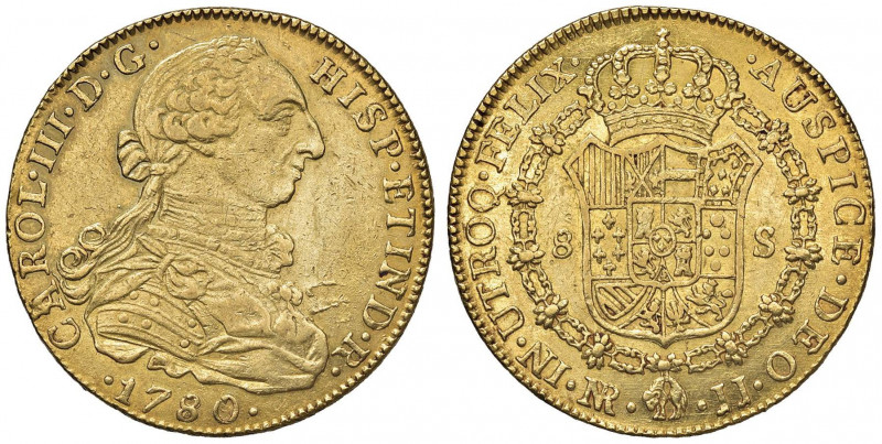 COLOMBIA Carlo IV (1788-1808) 8 Escudos 1808 - Cal. 2110 AU (g 27,01) Da montatu...