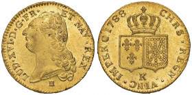 FRANCIA Luigi XVI (1774-1793) Doppio luigi 1788 K - Gad. 363 AU (g 15,29) Modeste macchie al D/ ma conservazione eccezionale
qFDC