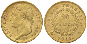 FRANCIA Napoleone (1804-1814) 20 Franchi 1815 A - Gad. 1025a AU (g 6,44) Modestissima macchia al margine del D/ ma esemplare di grande qualità
SPL+