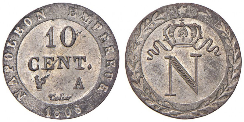 FRANCIA Napoleone (1804-1814) 10 Centesimi 1808 A - Gad. 190 MI (g 1,87) Bell’es...