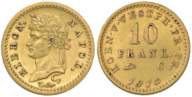 GERMANIA Westphalia - Girolamo Napoleone (1807-1813) 10 Franchi 1813 - Fr. 3518 AU (g 3,22) R
SPL