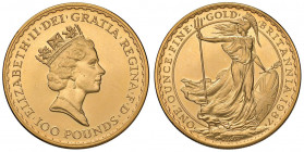 INGHILTERRA Elisabetta II (1952-) 100 Pounds 1987 Britannia - AU (g 34,15 - un’oncia di oro puro) Minimi graffietti al D/
FDC