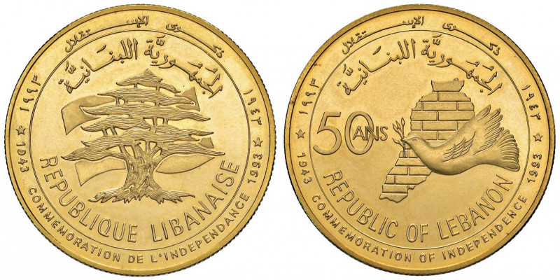 LIBANO Medaglia 1993 50° Anniversario dell’Indipendenza - AU (g 34,05 - Ø 32 mm)...