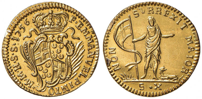 MALTA Emanuel Pinto (1741-1773) 10 Scudi 1756 - Fr. 36 AU (g 7,54) Da montatura,...