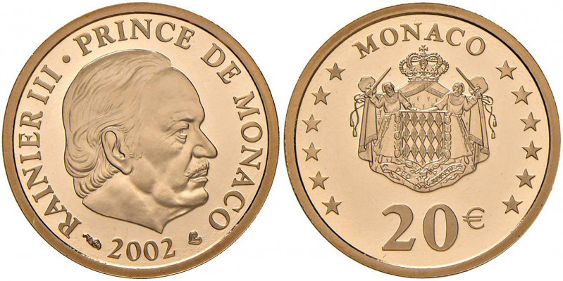 MONACO Ranieri III (1949-2005) 20 Euro 2002 - KM 177 AU (g 6,45) In astuccio ori...