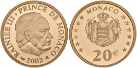 MONACO Ranieri III (1949-2005) 20 Euro 2002 - KM 177 AU (g 6,45) In astuccio originale e certificato
FS