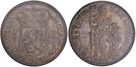 OLANDA Utrecht - 3 Gulden 1763 - Dav. 1852 AG (g 31,30) In slab NGC MS63 5887105-062. Bellissima patina iridescente 
qFDC