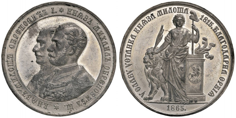 SERBIA Mihailo Obrenovich III (1860-1868) Medaglia 1865 - MB (g 32,00 - Ø 44 mm)...