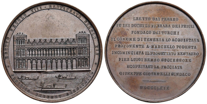 VENEZIA Medaglia 1869 per il restauro del Fondaco dei Turchi - Opus: Stiore - AE...