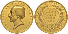 Medaglia premio intitolato a Carlo Speranza e conferito a Romeo Paladini dalla città di Parma - Medaglia 1878 - Opus: Bentelli - AU (g 54,12 - Ø 46 mm...