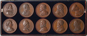 MEDAGLIE ESTERE BELGIO Serie degli uomini illustri Astuccio con dieci medaglie della serie degli uomini illustri - Opus: Jouvenel - AE (ciascuna medag...