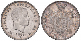Napoleone (1804-1814) Bologna - 5 Lire 1813 Puntali sagomati - Gig. 121 (indicato R/2) AG (g 24,89) RR Minime screpolature al D/ 
SPL/SPL+