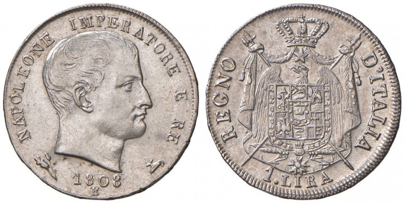 Napoleone (1804-1814) Bologna - Lira 1808 Bordo in rilievo, B su M - Gig. 148b A...