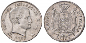 Napoleone (1804-1814) Bologna - Lira 1808 Bordo in rilievo, B su M - Gig. 148b AG (g 5,00) 
SPL+
