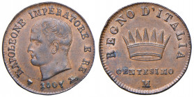 Napoleone (1804-1814) Milano - Centesimo 1807 - Gig. 232 CU (g 2,10) Conservazione eccezionale in rame rosso
FDC