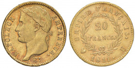 Napoleone (1804-1814) Torino - 20 Franchi 1811 - Gig. 16 AU (g 6,44) R Minimo graffietto sul mento al D/ ma bell’esemplare
BB+