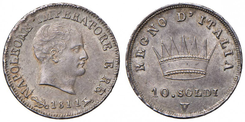 Napoleone (1804-1814) Venezia - 10 Soldi 1811 V su M - Gig. 179a (indicato R/3) ...