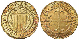Filippo V (1700-1719) Scudo d’oro 1702 - MIR 93/2 AU (g 3,20) 
qFDC/FDC