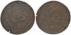 CORREGGIO Camillo e Fabrizio (1580-1597) Prova (?) in rame del ducatone - MIR 135 (dove indica “CU argentato”); M.L. 34 AE (g 30,85) RRR Ossidazioni a...