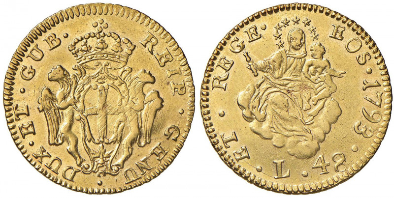 GENOVA Dogi biennali (1528-1797) 48 Lire 1793 - MIR 277/1 AU (g 12,57) RR Colpet...