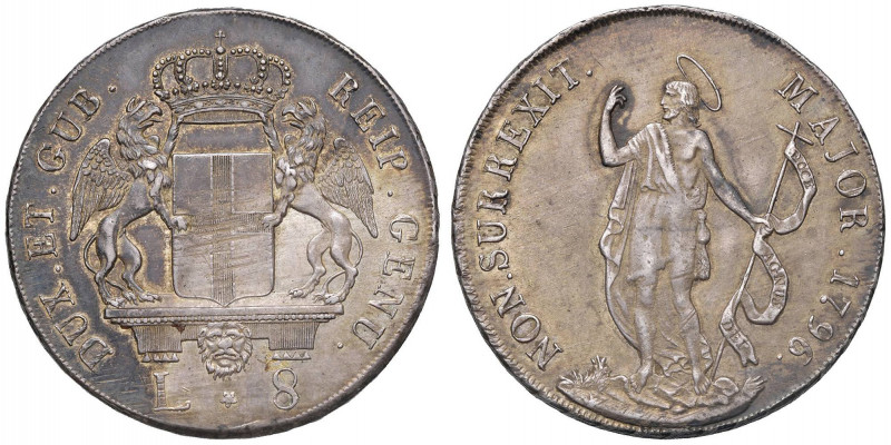 GENOVA Dogi biennali (1528-1797) 8 Lire 1796 - MIR 309/4 AG (g 33,05) RR Macchie...